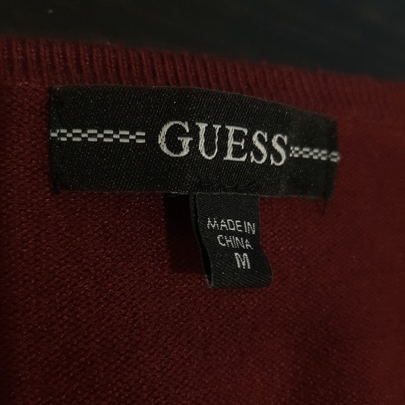 🍁GUESS Layla Puff Sleeve Cropped Sweater Cinch Drawstring Front Ribbed Pullover - Picture 13 of 14